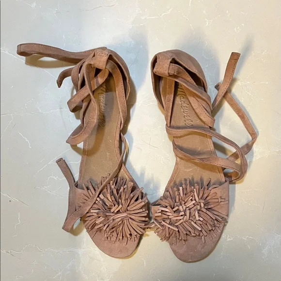 Madewell Suede Ankle-Tie Pom-Pom Sandals - Picture 1 of 4